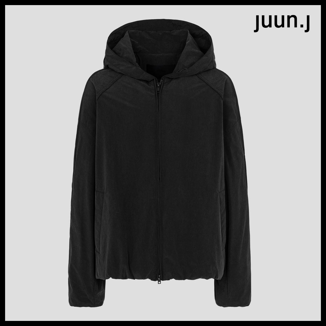 【JUUN.J】Salt Shrink Nylon Side Zipper Short Padded Hood