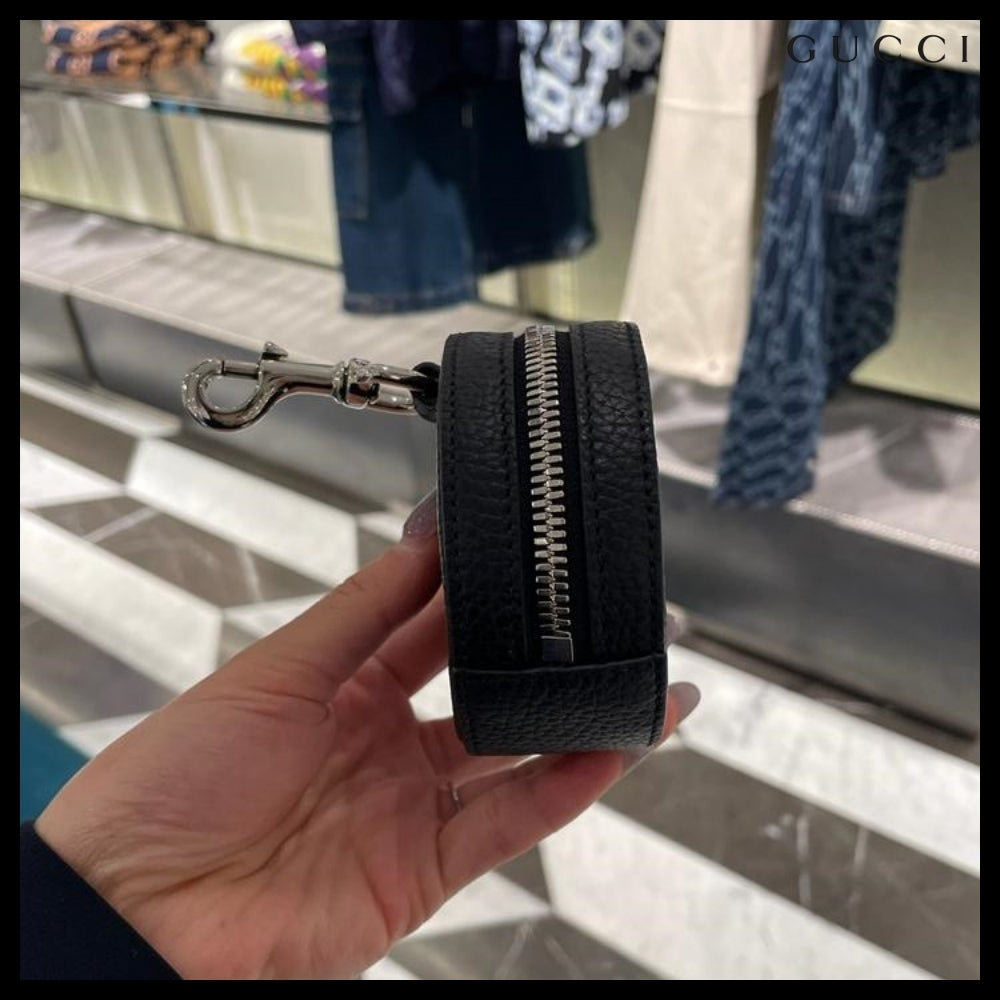 【GUCCI】PIUMA GG Jumbo Calf Keyring Coin Wallet Black