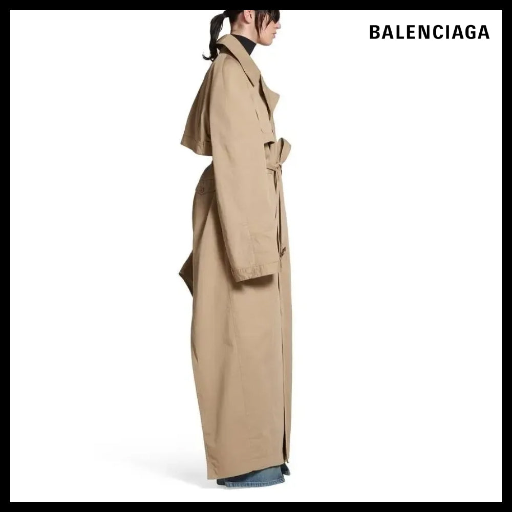 【BALENCIAGA】Maxi Deconstructed Trench Coat In Dark Beige