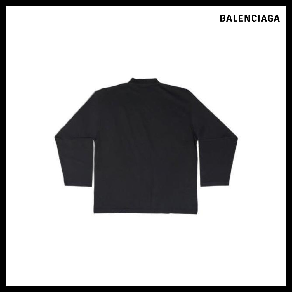 【BALENCIAGA】Cities Paris Long Sleeve T-Shirt Oversized Bla