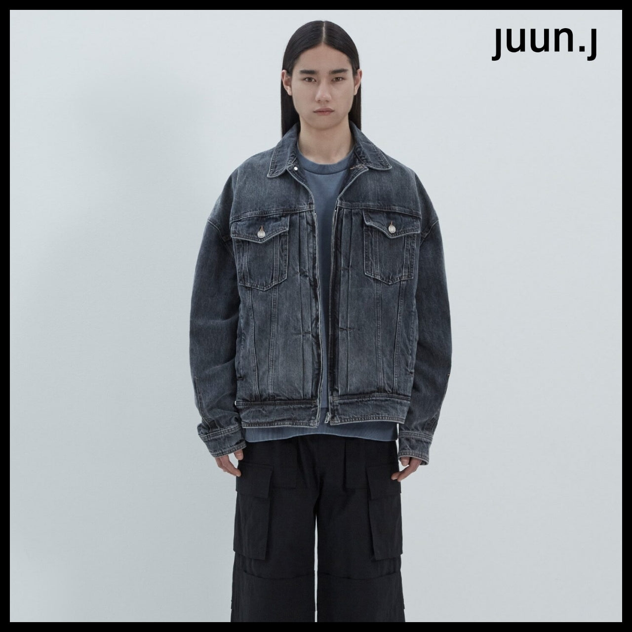 【JUUN.J】CORE Denim Zipper Detail Trucker Ash