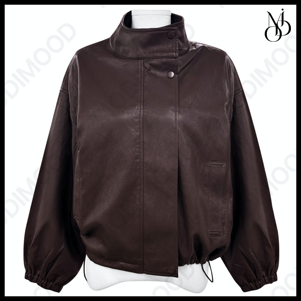 【MODIMOOD】Purple High Neck Leather Jacket 3 Colors