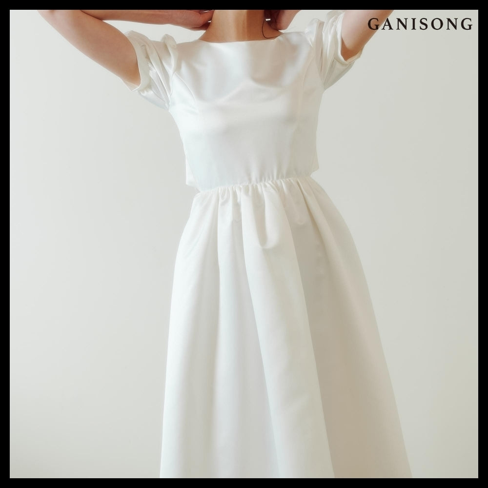 【GANISONG】Bridal Back Open Dress White