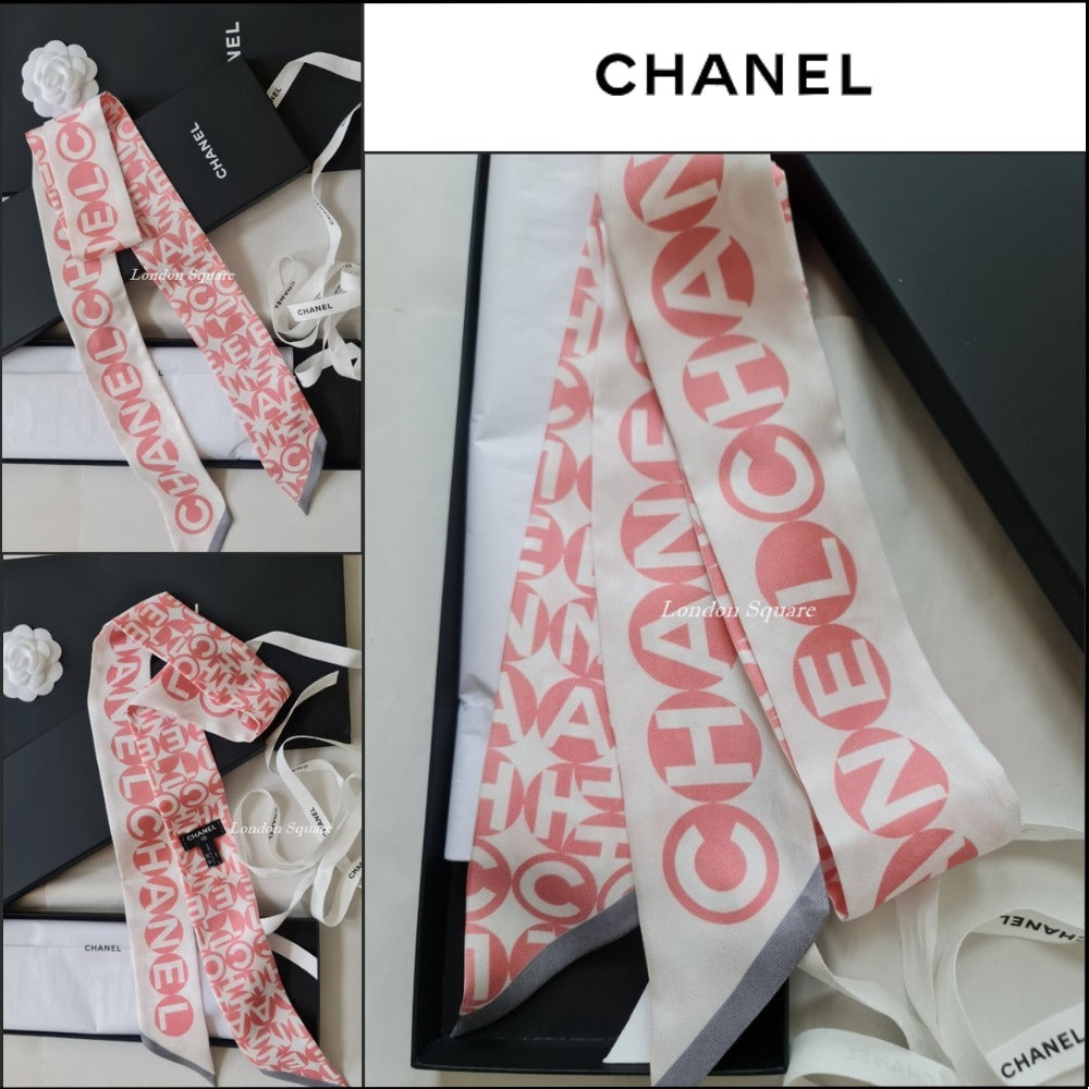 【CHANEL】Silk Twill Slim Bandeau Scarf