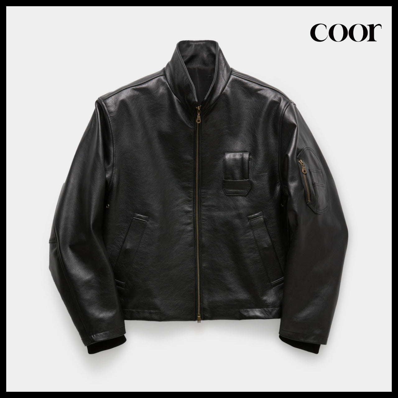 【COOR】Goat Skin Pilot Leather Jumper (2 Colors)