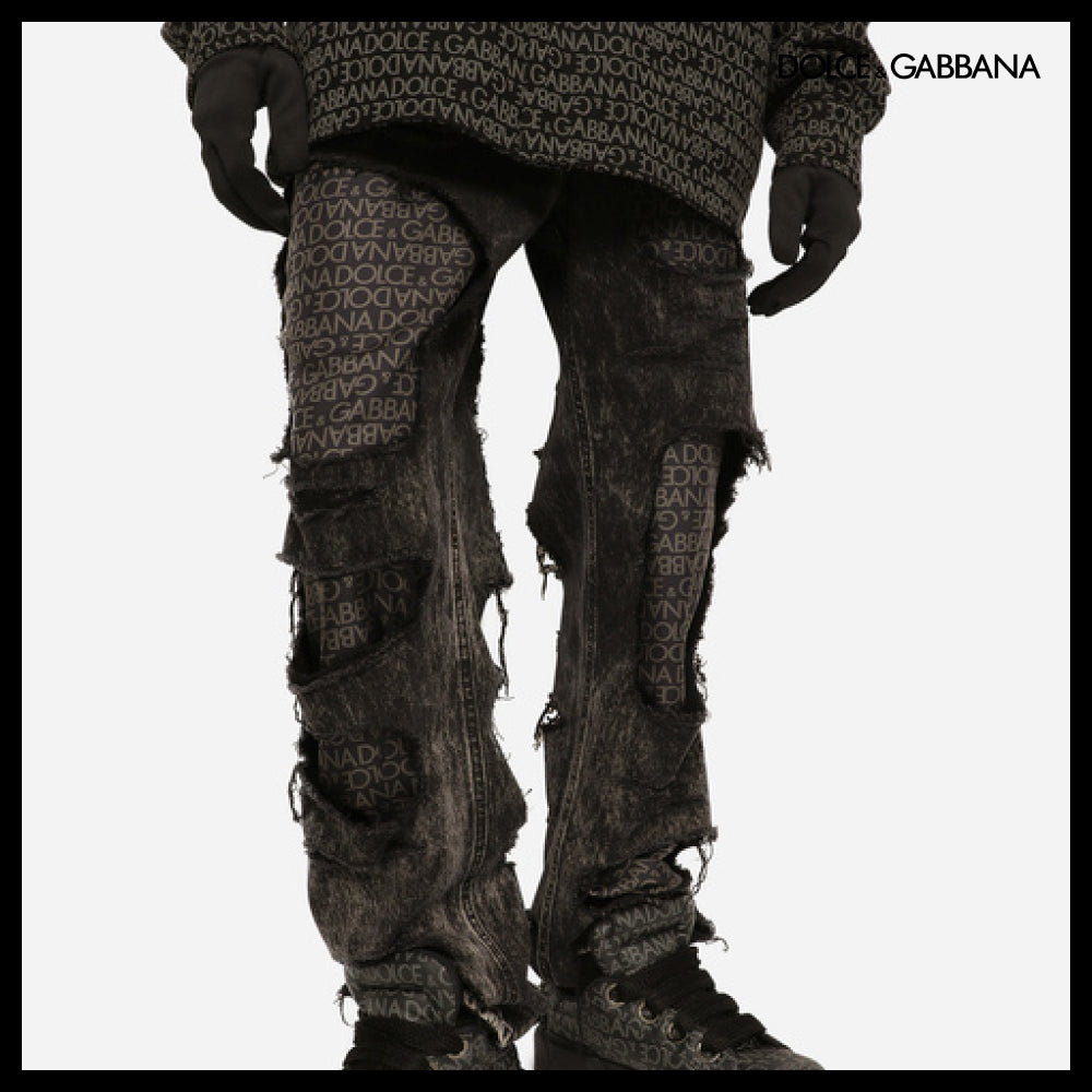 【Dolce & Gabbana】Straight-Leg Jeans with Silk Twill