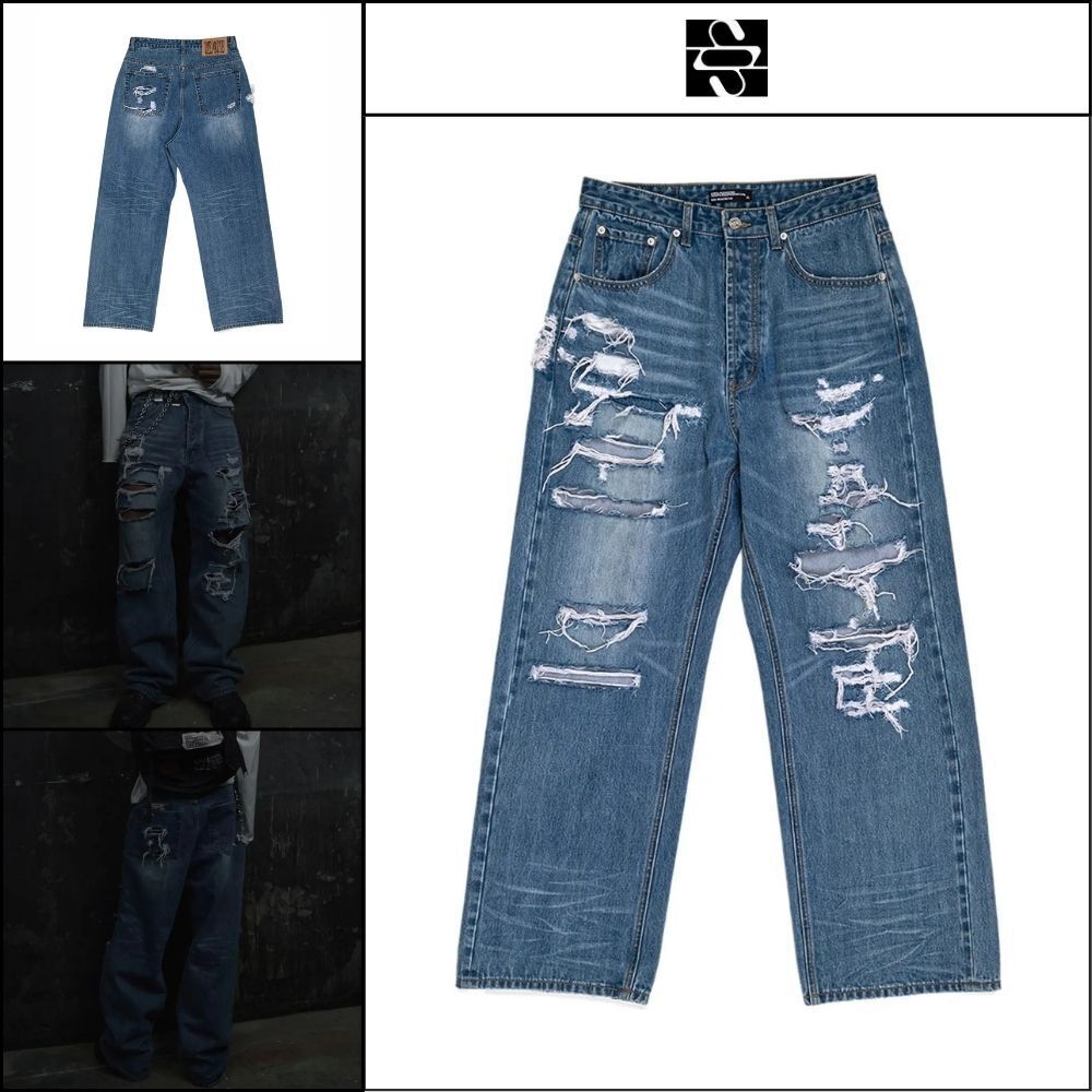 【SUNDAYOFFCLUB】Thrashed Repaired Selvage Denim Washed Blue
