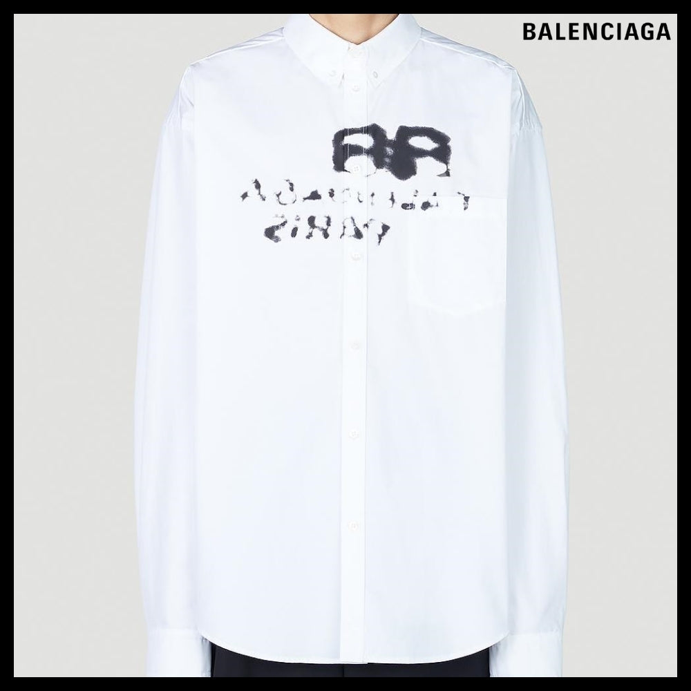 【BALENCIAGA】Paint Logo Shirt White