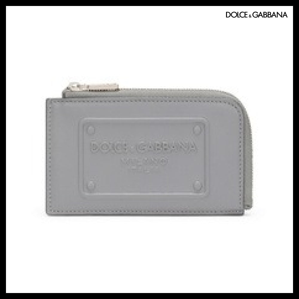 【Dolce & Gabbana】CALFSKIN CARD HOLDER WITH RAISED LOGO