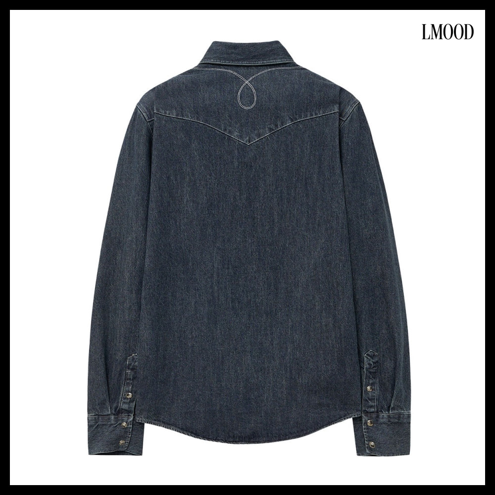 【LMOOD】Bad Guy Denim Western Shirt 3 Colors