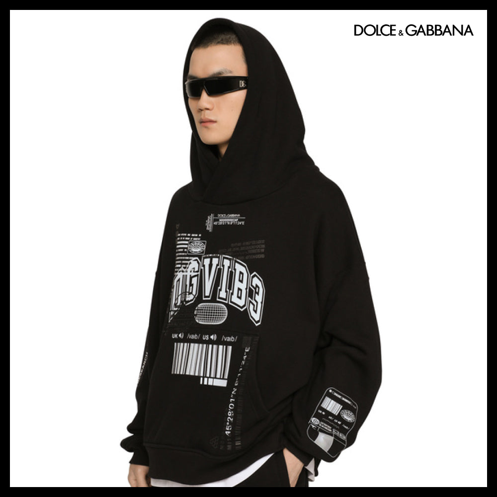 【Dolce & Gabbana】Jersey Hoodie with DGVIB3 Print