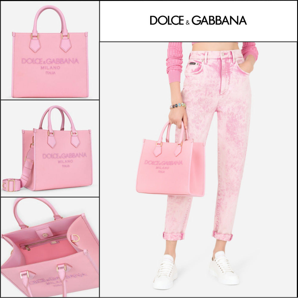 【Dolce&Gabbana】CANVAS SHOPPER EMBROIDERED LOGO