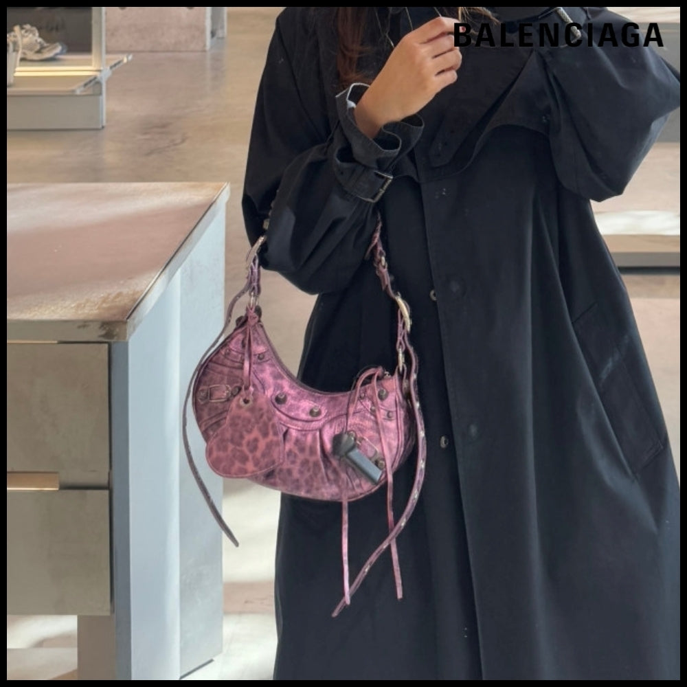 【BALENCIAGA】Le Cagole XS Shoulder Bag Pink Leopard