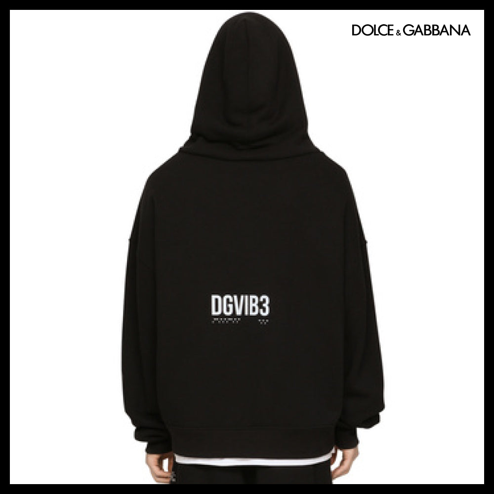 【Dolce & Gabbana】Jersey Hoodie with DGVIB3 Print