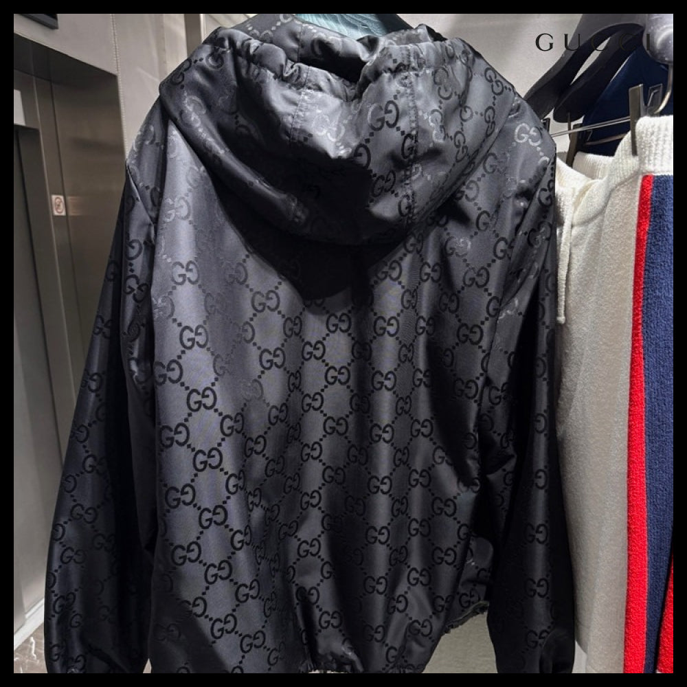 【GUCCI】GG Canvas Nylon Hooded Blouson Jacket Black
