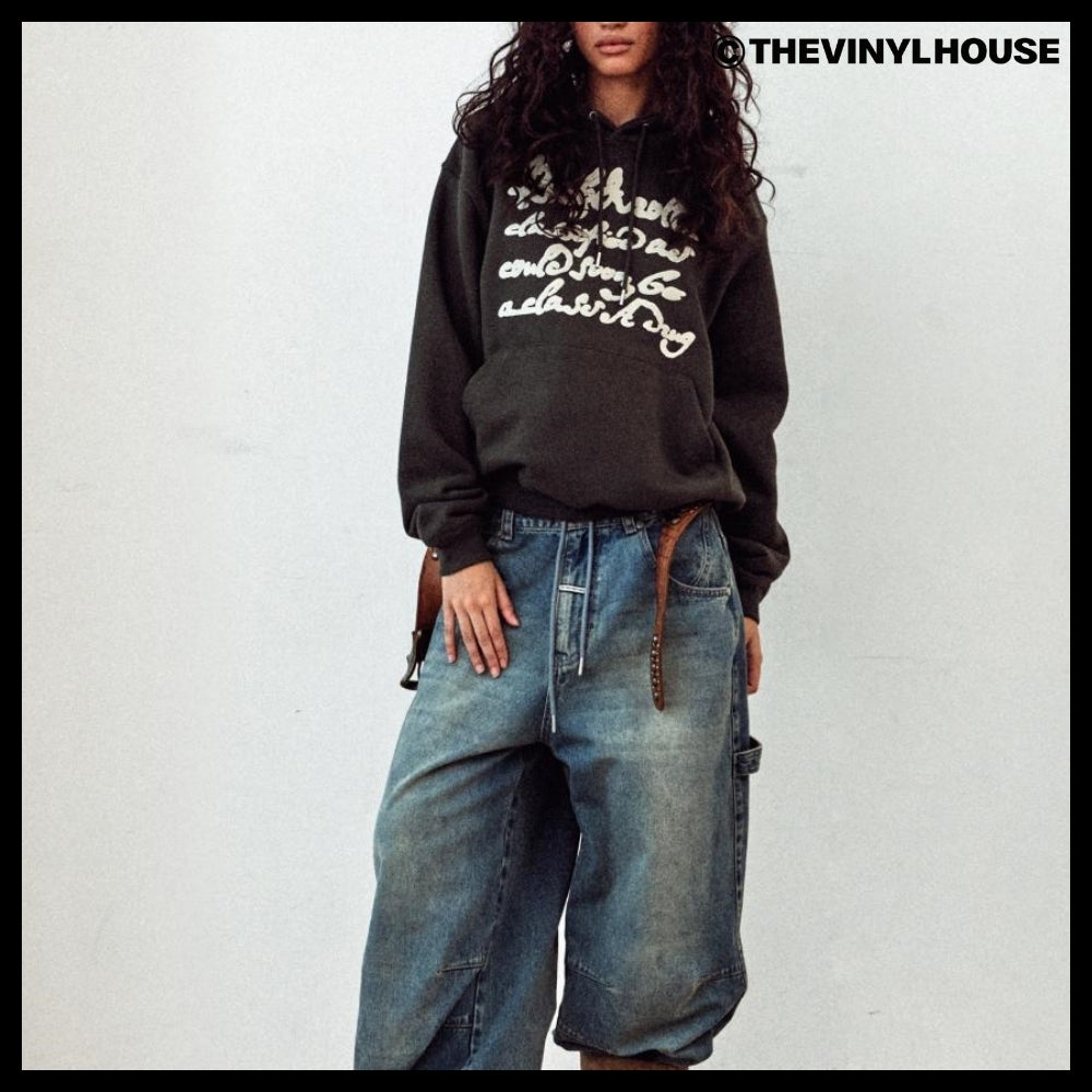 【THEVINYLHOUSE】Cursive writing typo hoodie (4 colors)