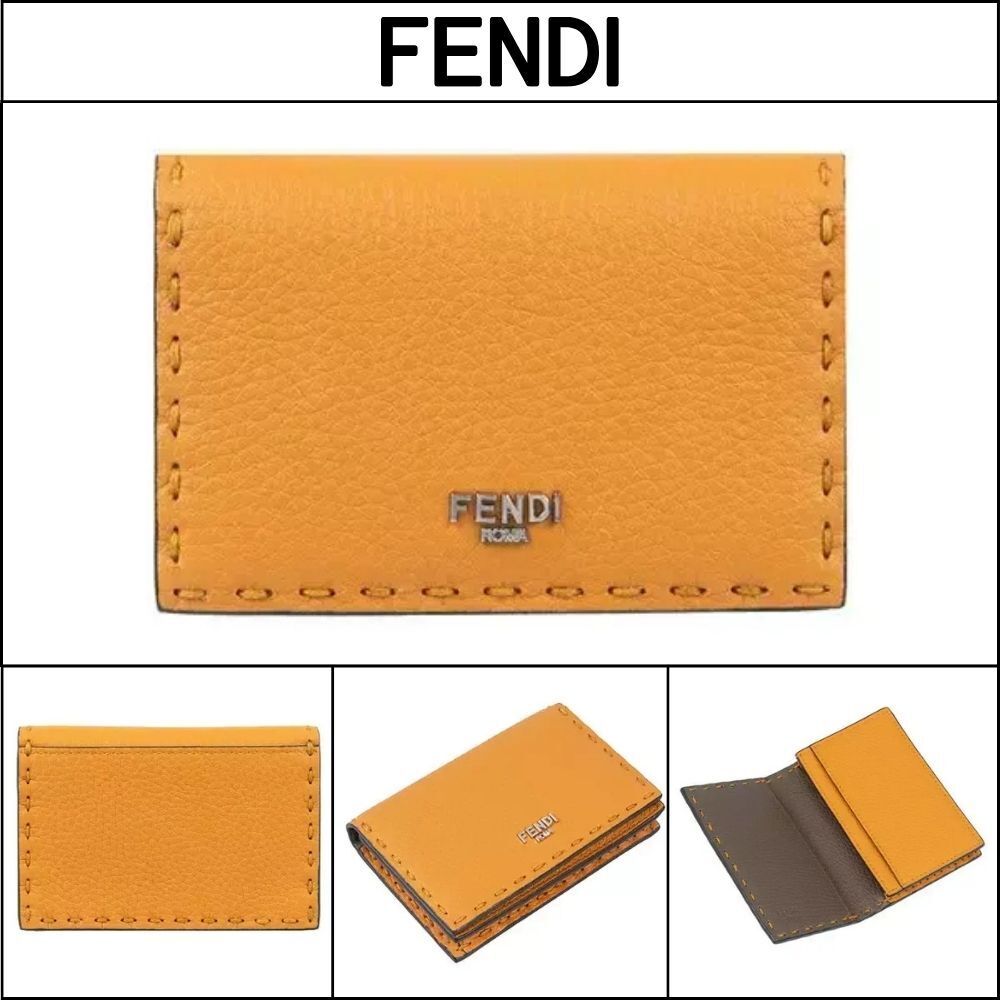 【Fendi】Selleria Unisex Card Wallet Leather Luxury