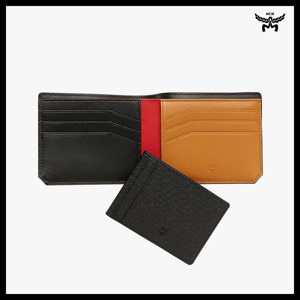 【MCM】New brick embossed leather card case wallet