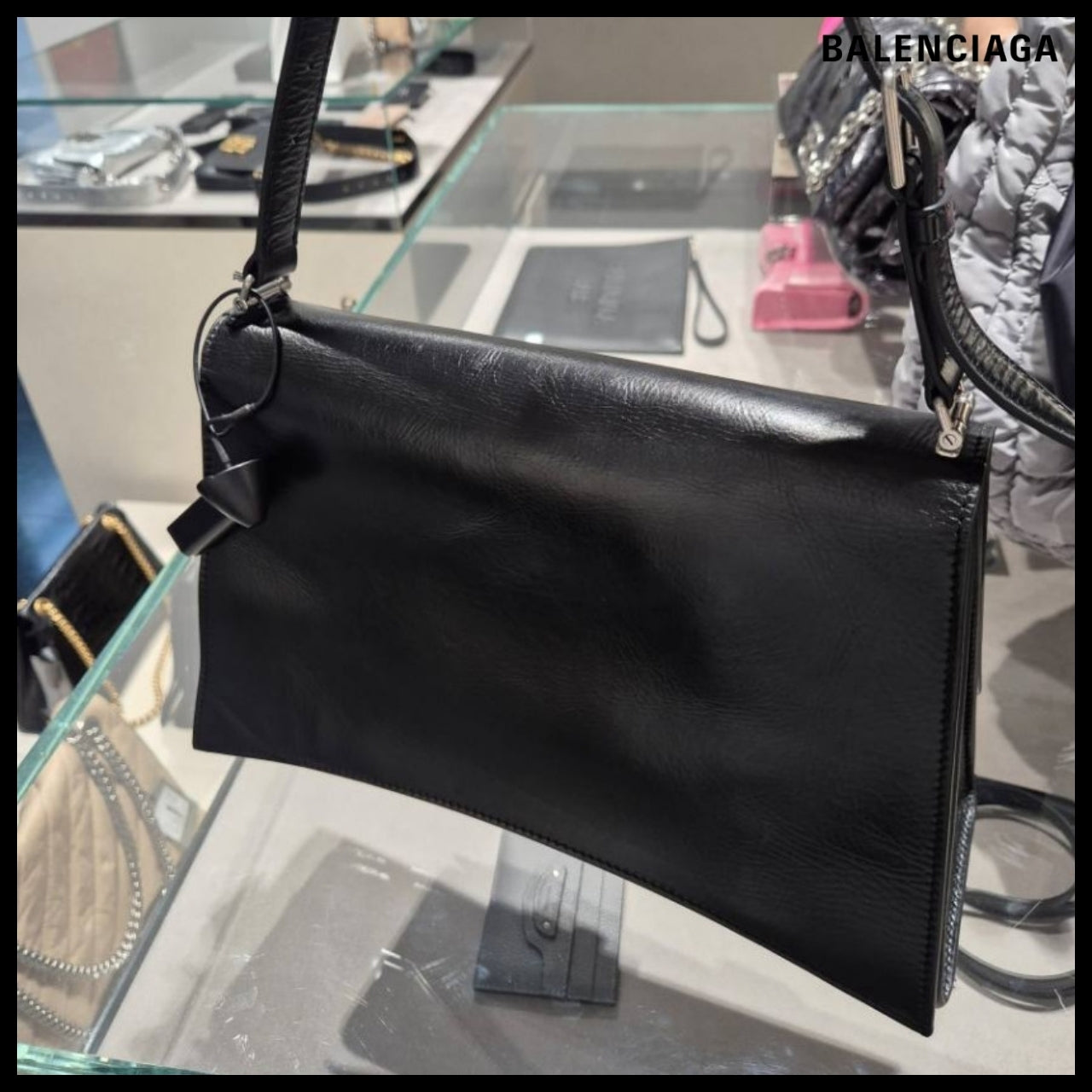 【BALENCIAGA】Crush Medium Sling Bag in Black