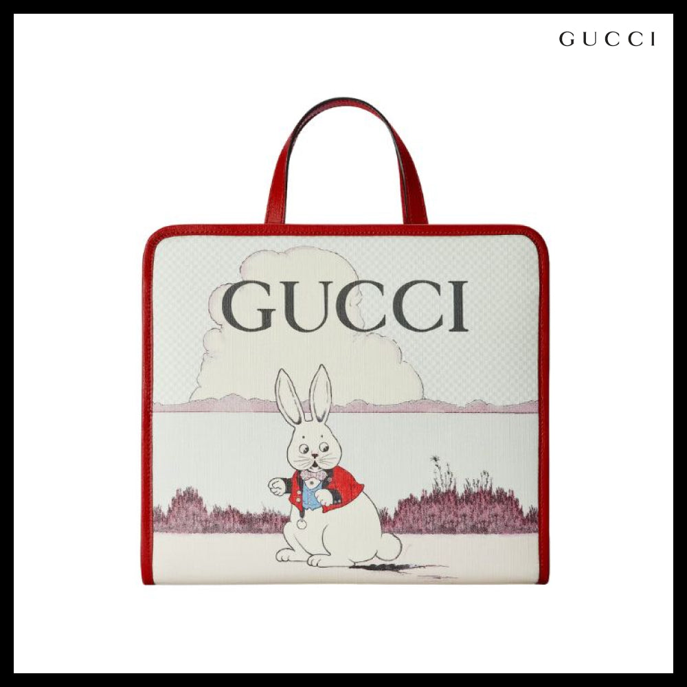 【Gucci X Peter Rabbit 】プリントキャンバス トートバッグ RED