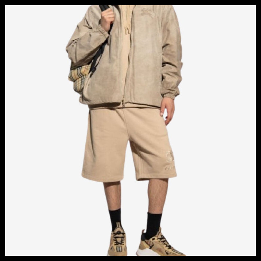 【BURBERRY】Embroidered Logo Shorts Beige Men's