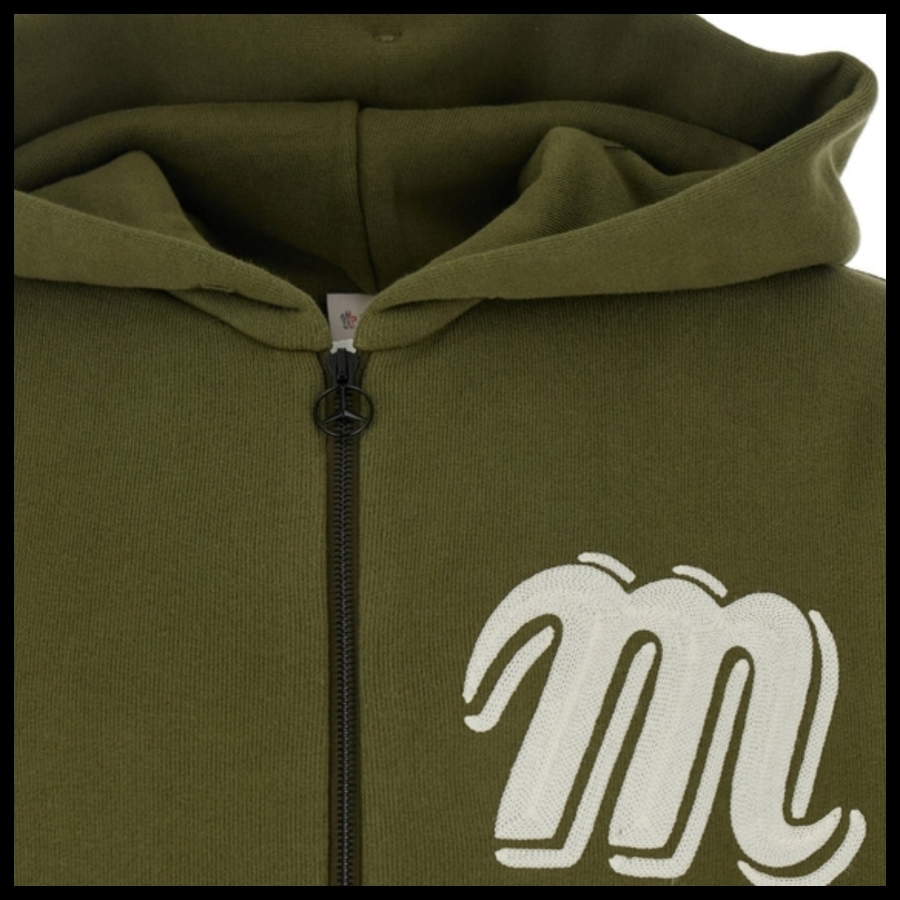 【MONCLER】Monogram Embroidered Cotton Zip-Up Hoodie