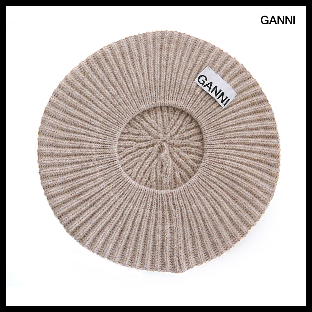 【Ganni】Wool Knit Sand Beret