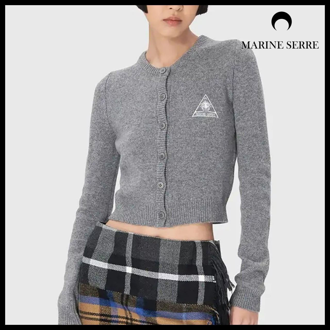【MARINE SERRE】Clean Wool Knit Fitted Cardigan GR90