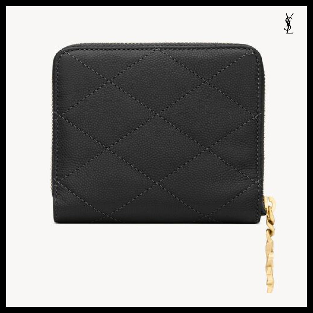 【Saint Laurent】Leather CASSANDRE BIJOU Compact Wallet