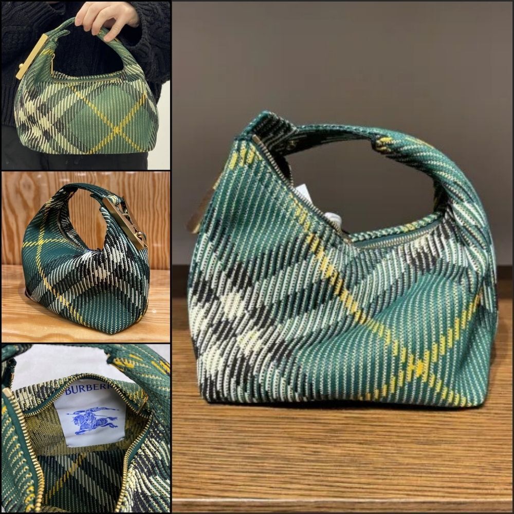 【Burberry】Knit Check Mini Peg Duffle Bag Ivy