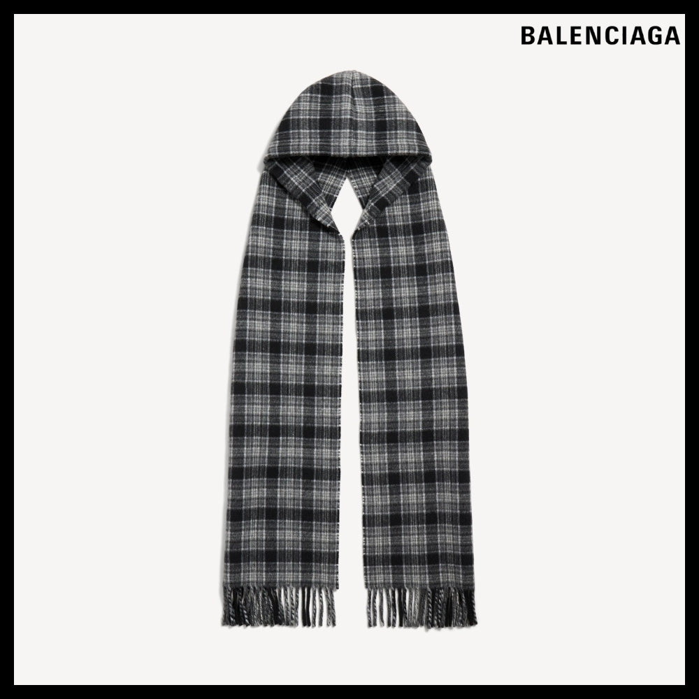 【BALENCIAGA】Hooded Scarf Gray