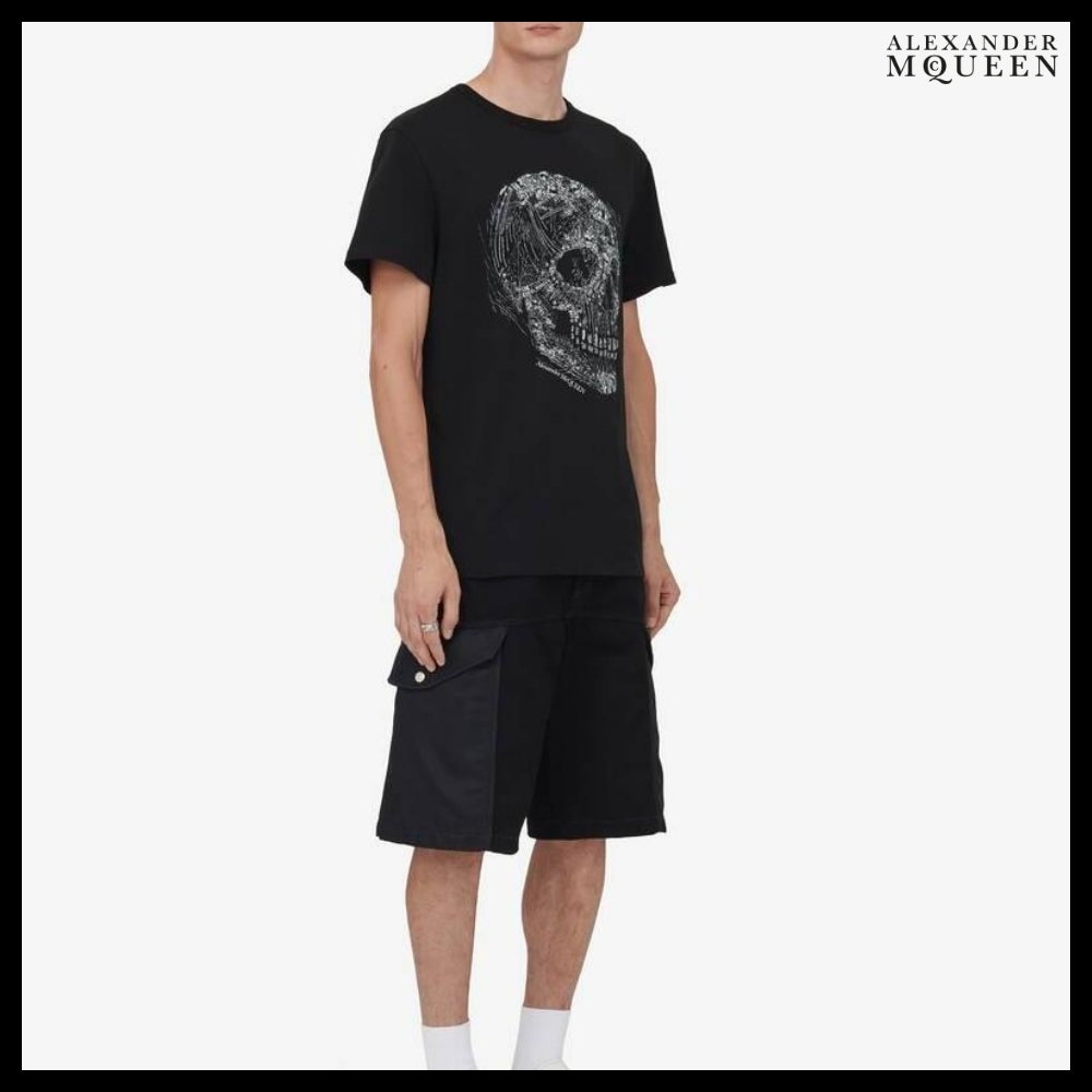 【Alexander Mcqueen】Crystal Skull T-shirt in Black/White