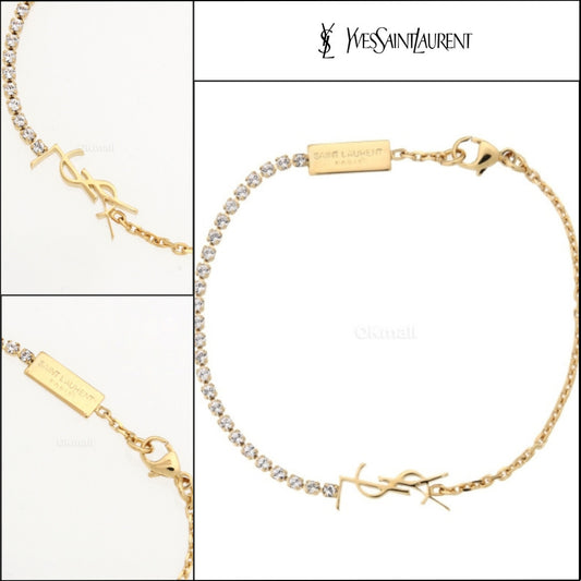 【SAINT LAURENT PARIS】Metal CASSANDRE Charm Bracelet