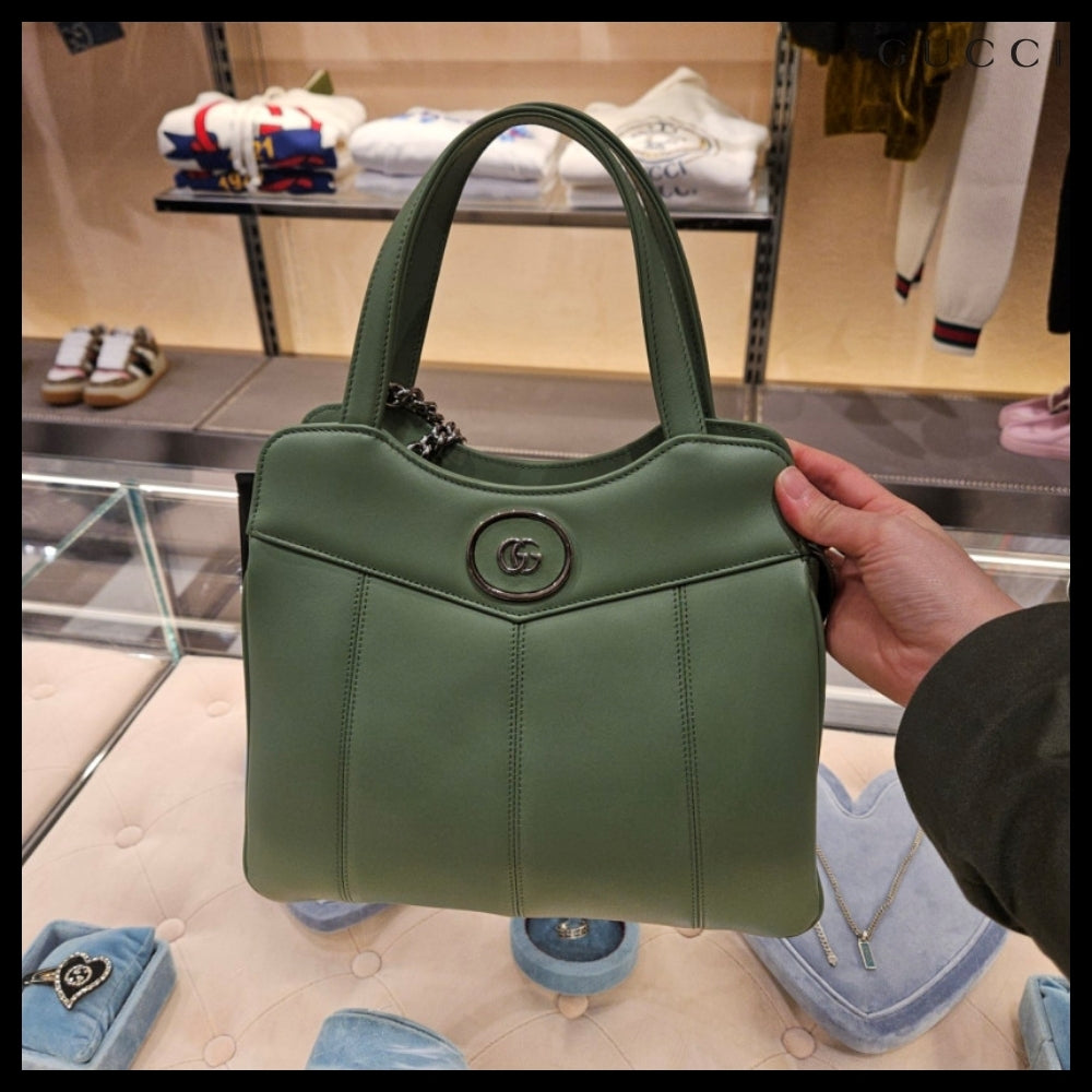 【GUCCI】PETITE GG Sena calf chatote bag green soil grass