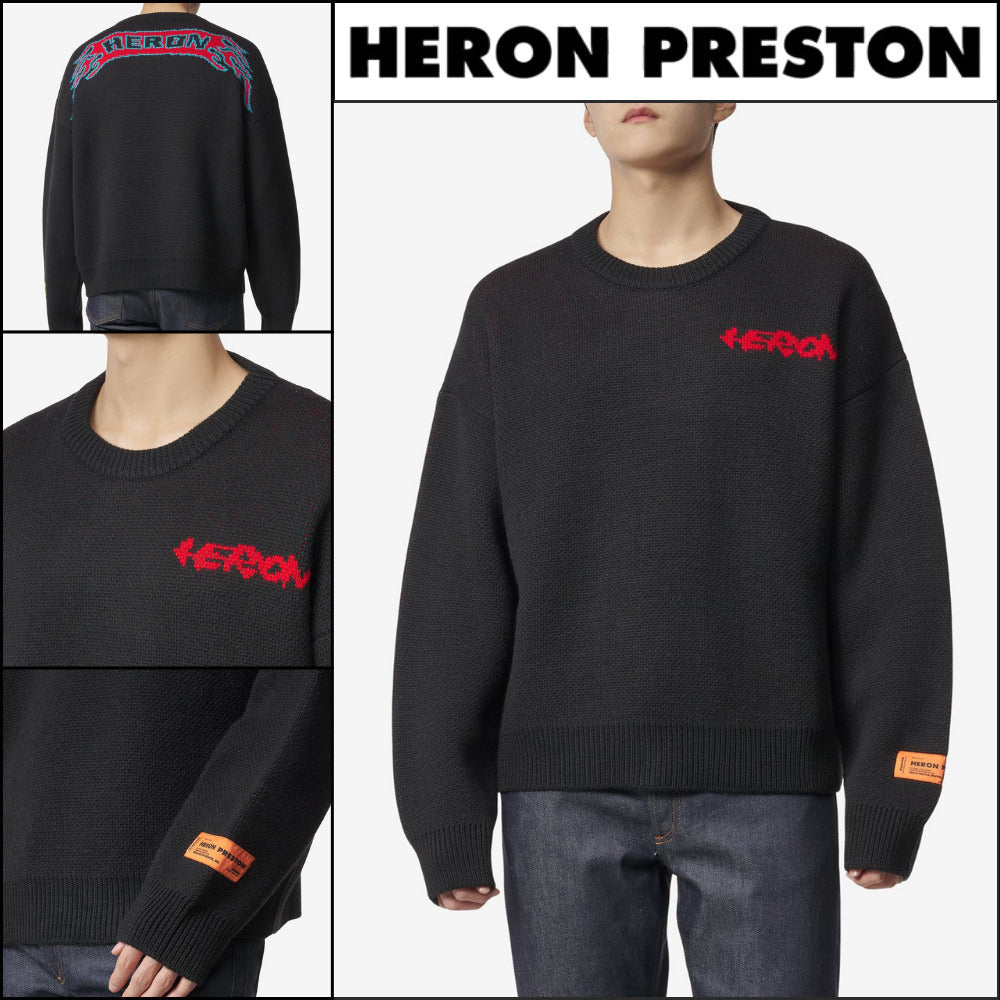 【Heron Preston】Flaming Crewneck Knit Black