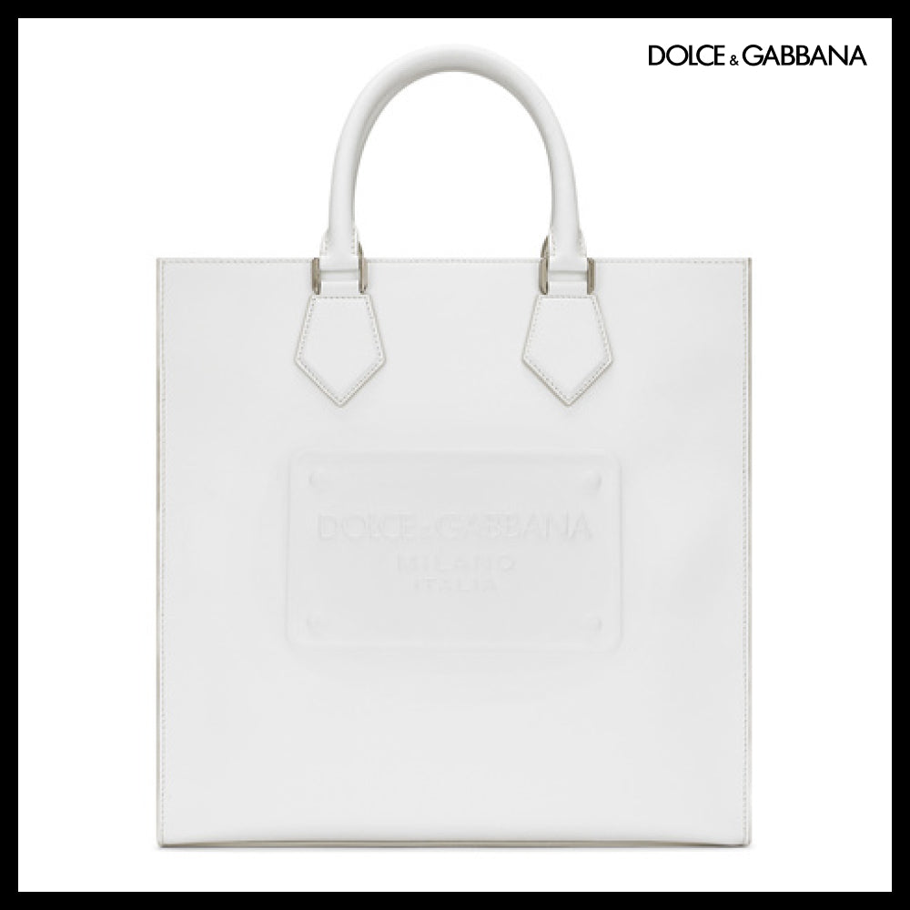 【Dolce & Gabbana】Calfskin Tote Bag with Raised Logo