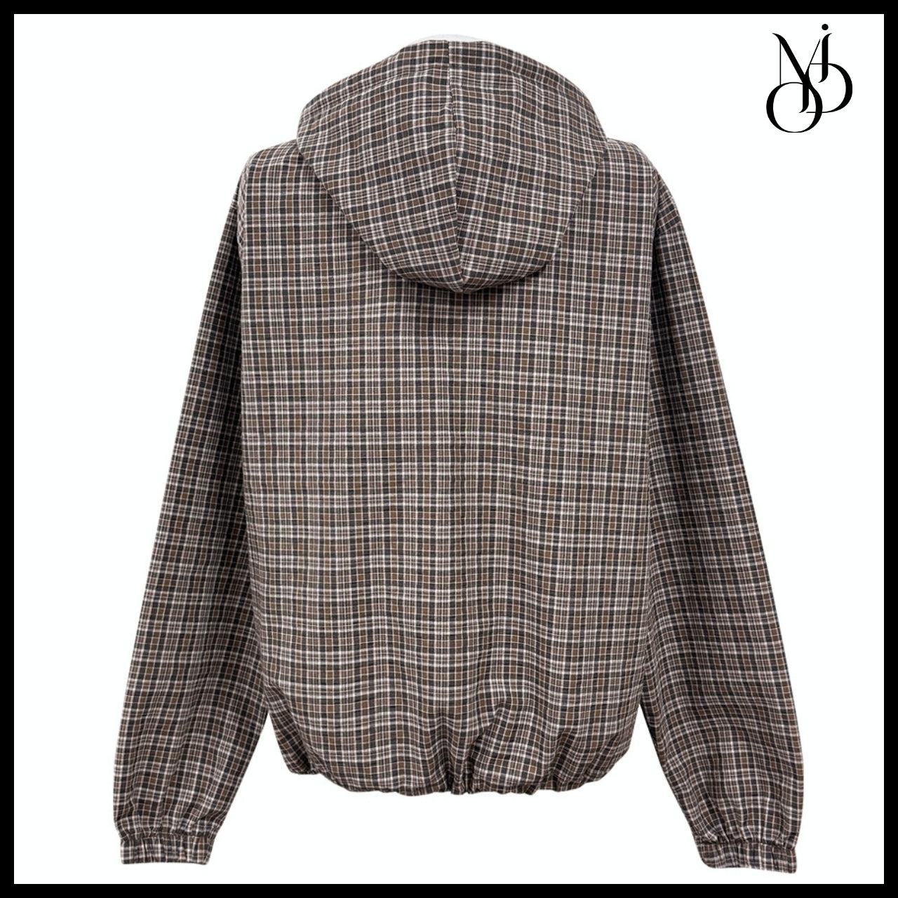 【MODIMOOD】Bay Check Windbreaker Hoodie Half Zip-Up 4Colors