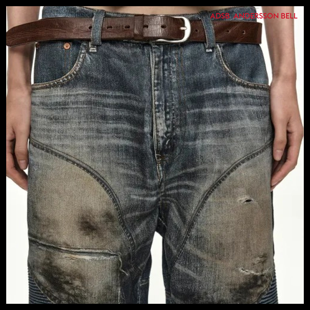 【ANDERSSON BELL】DENIM TROMPE LOEIL GRAPHIC BIKER JEANS MID