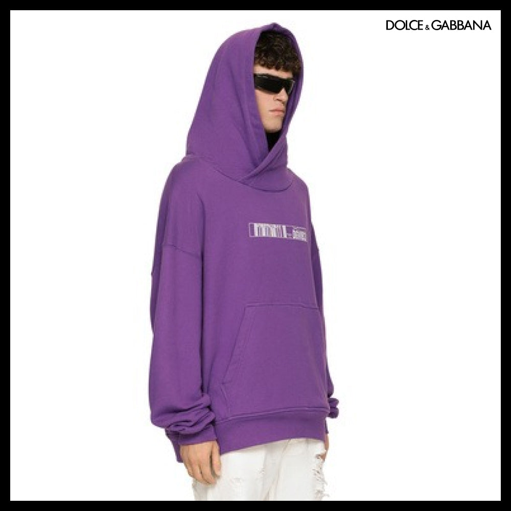 【Dolce & Gabbana】JERSEY HOODIE WITH DGVIB3 PRINT Purple