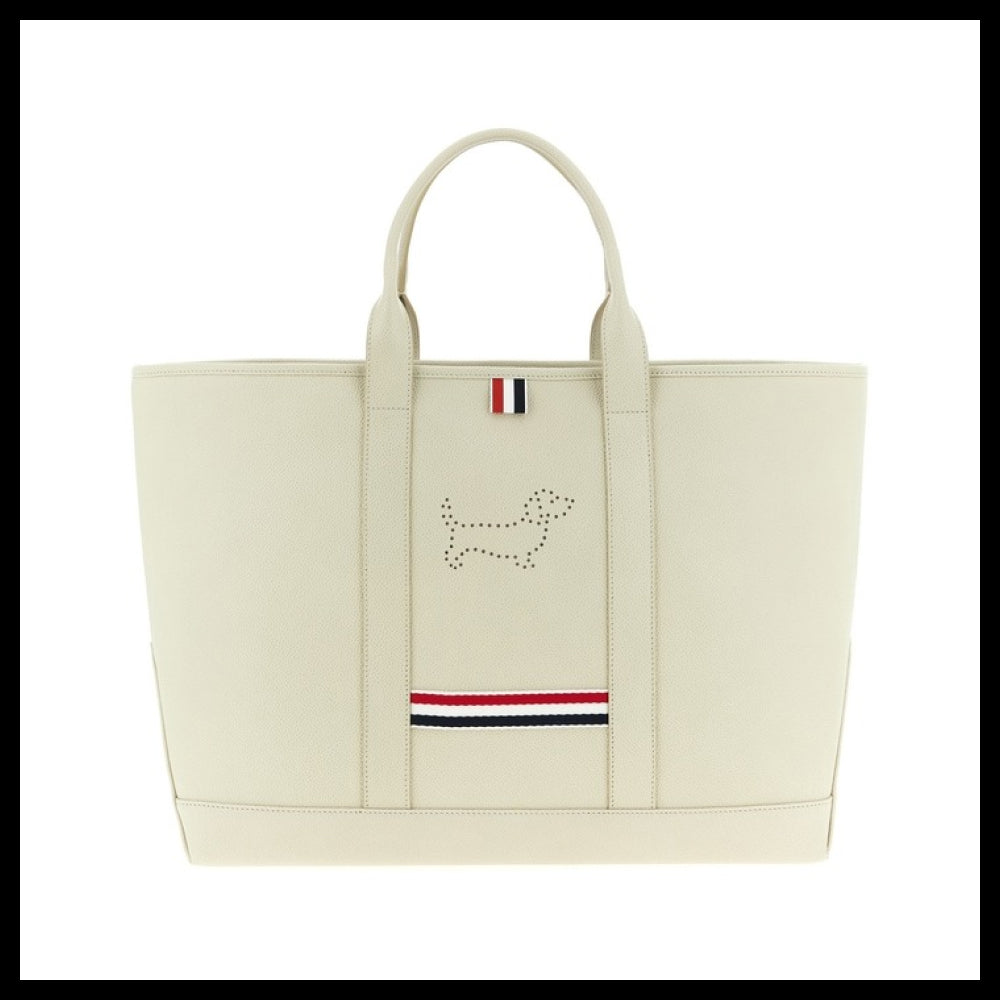 【THOM BROWNE】Ivory Structured Tote Bag