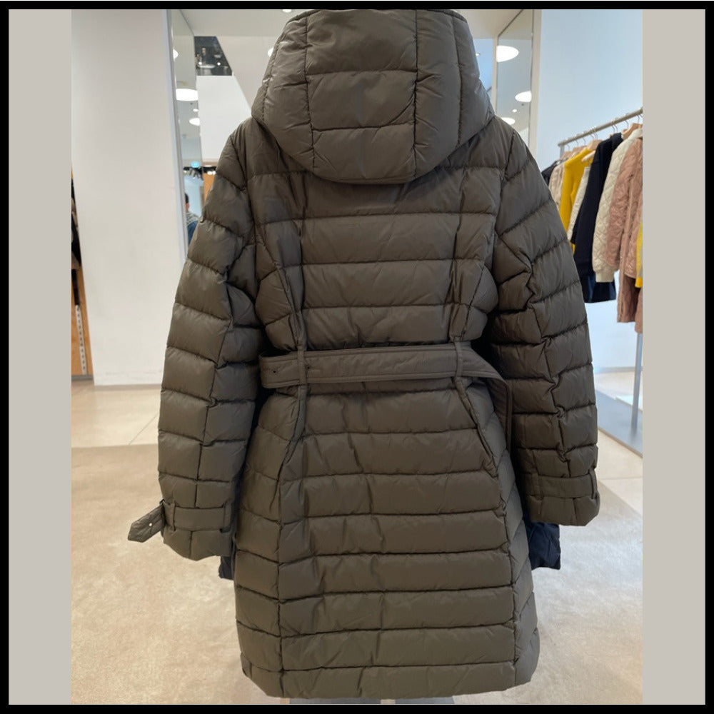 【BURBERRY】WITLEY Belted Long Down Coat Dark Military