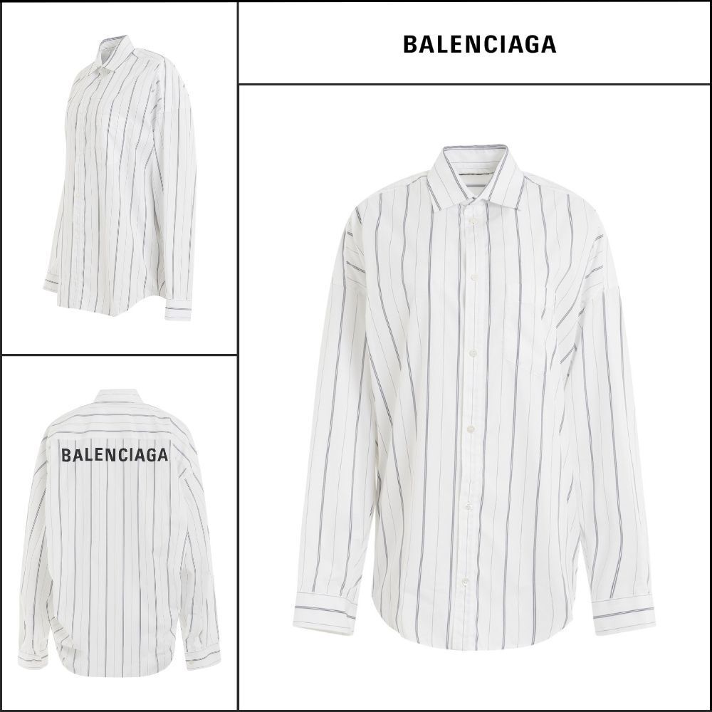 【BALENCIAGA】Cocoon Shirt White Navy