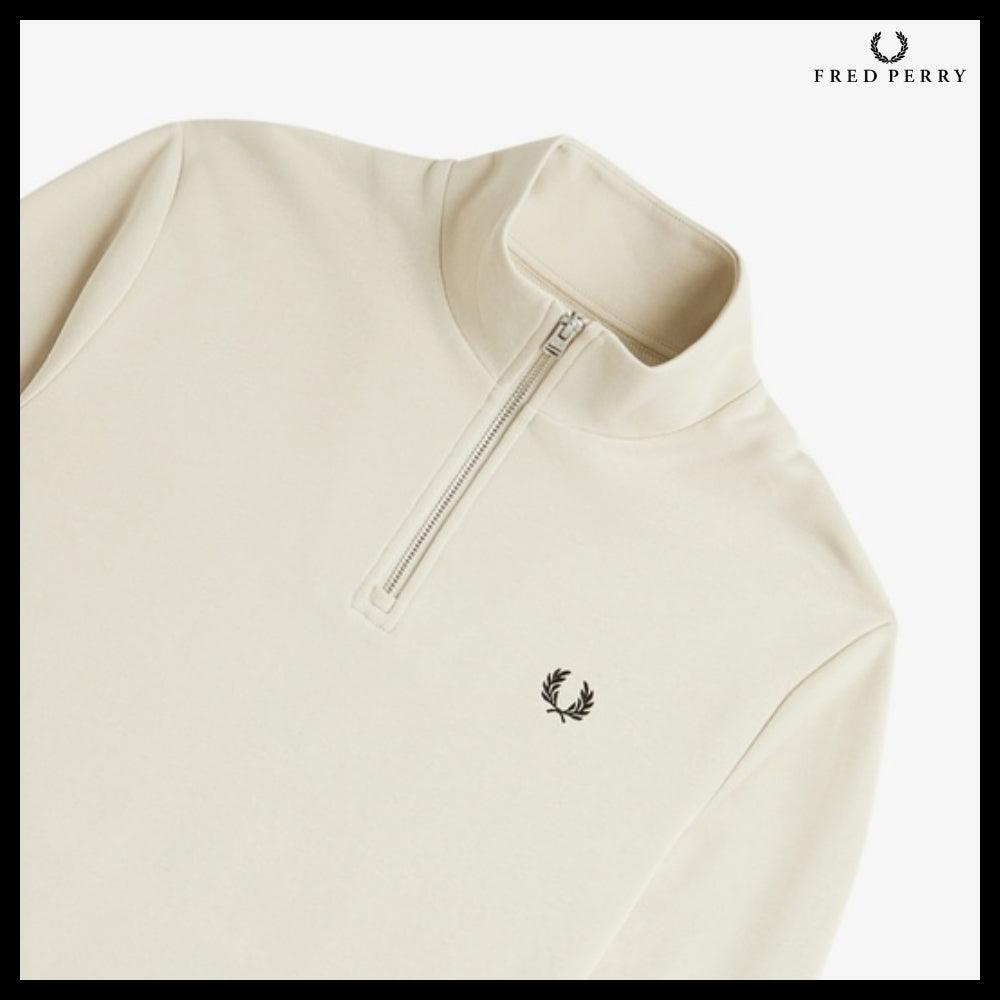 【FRED PERRY】Baseline Half Zip Sweatshirt V54 Oatmeal