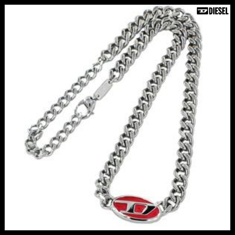 【DIESEL】Logo Pendant Chain Necklace