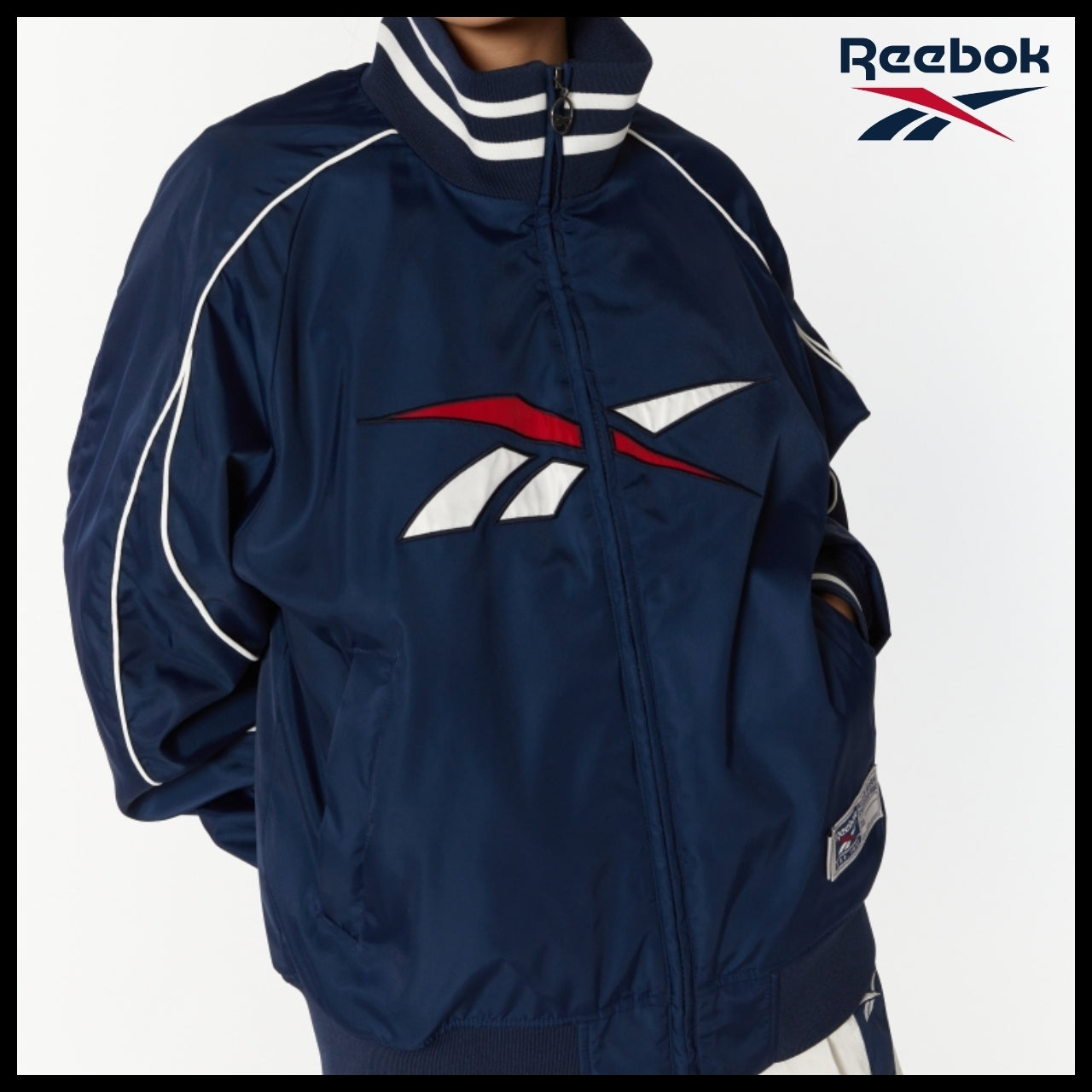【Reebok】Vector Stadium Varsity Jacket Navy