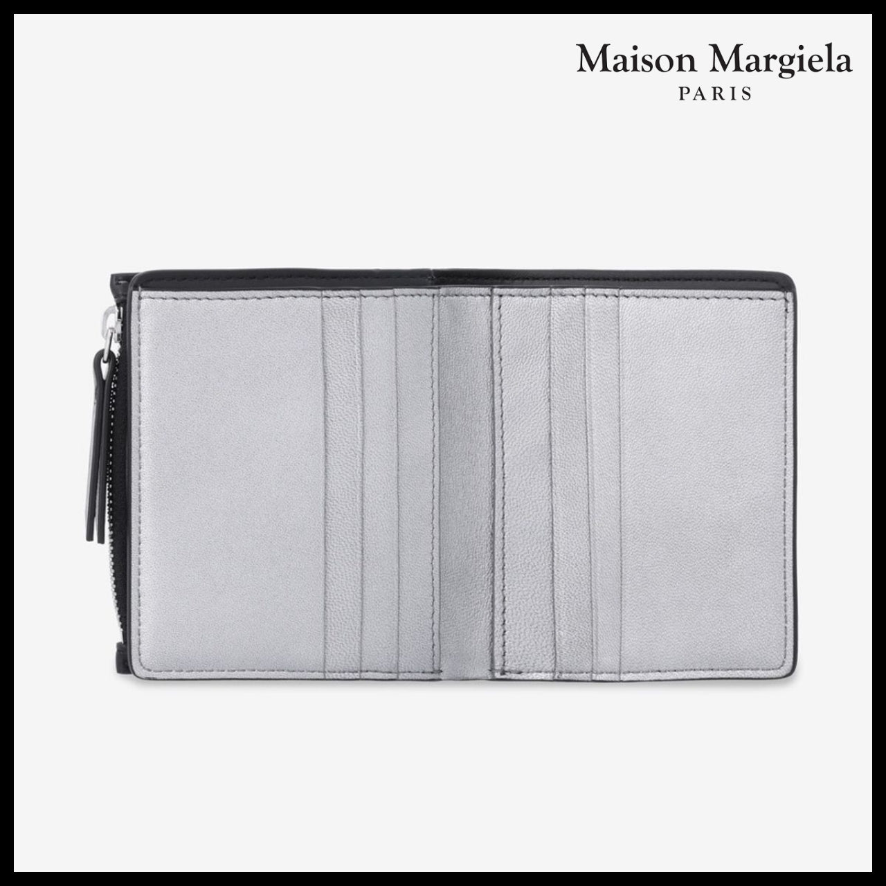 【Maison Margiela】Logo Flip Flap Bi Fold Wallet Black