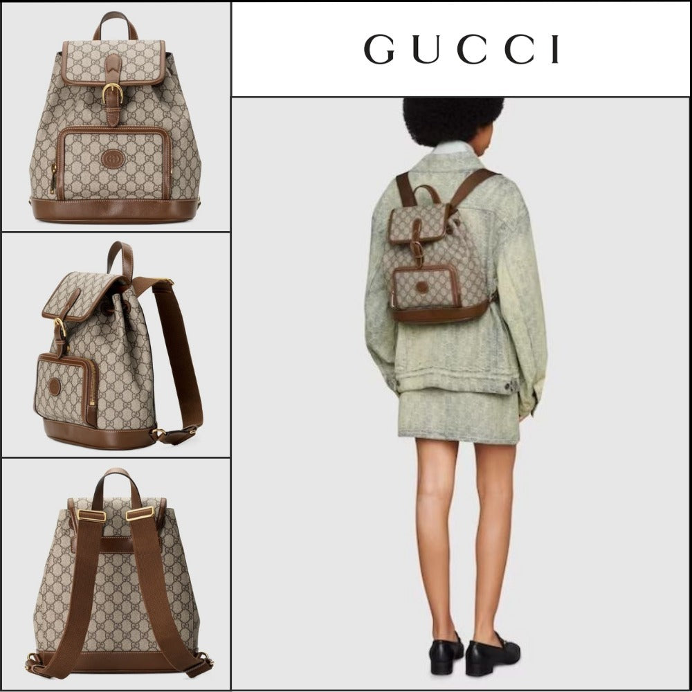【GUCCI】Interlocking Supreme Pattern Leather Backpack