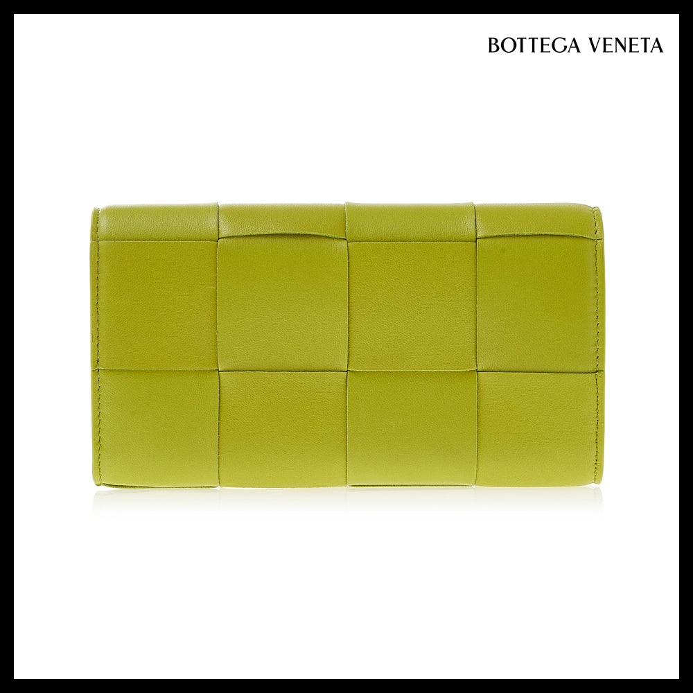 【BOTTEGA VENETA】Intreccio Nappa Calf Flap Wallet KIWI