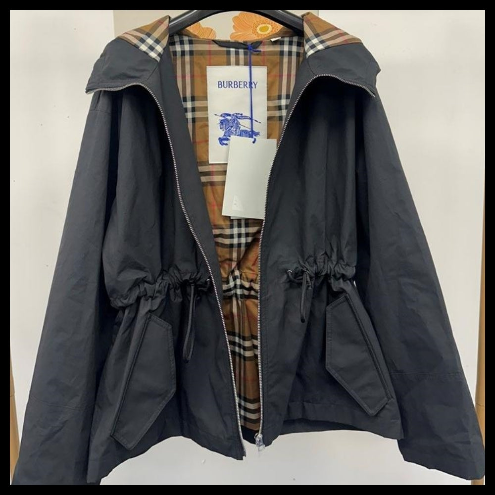 【BURBERRY】MEDLEY Drawstring Cotton Hooded Jacket Black