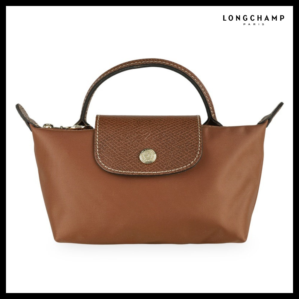 【Longchamp】Le Pliage Original Handle Pouch Brown